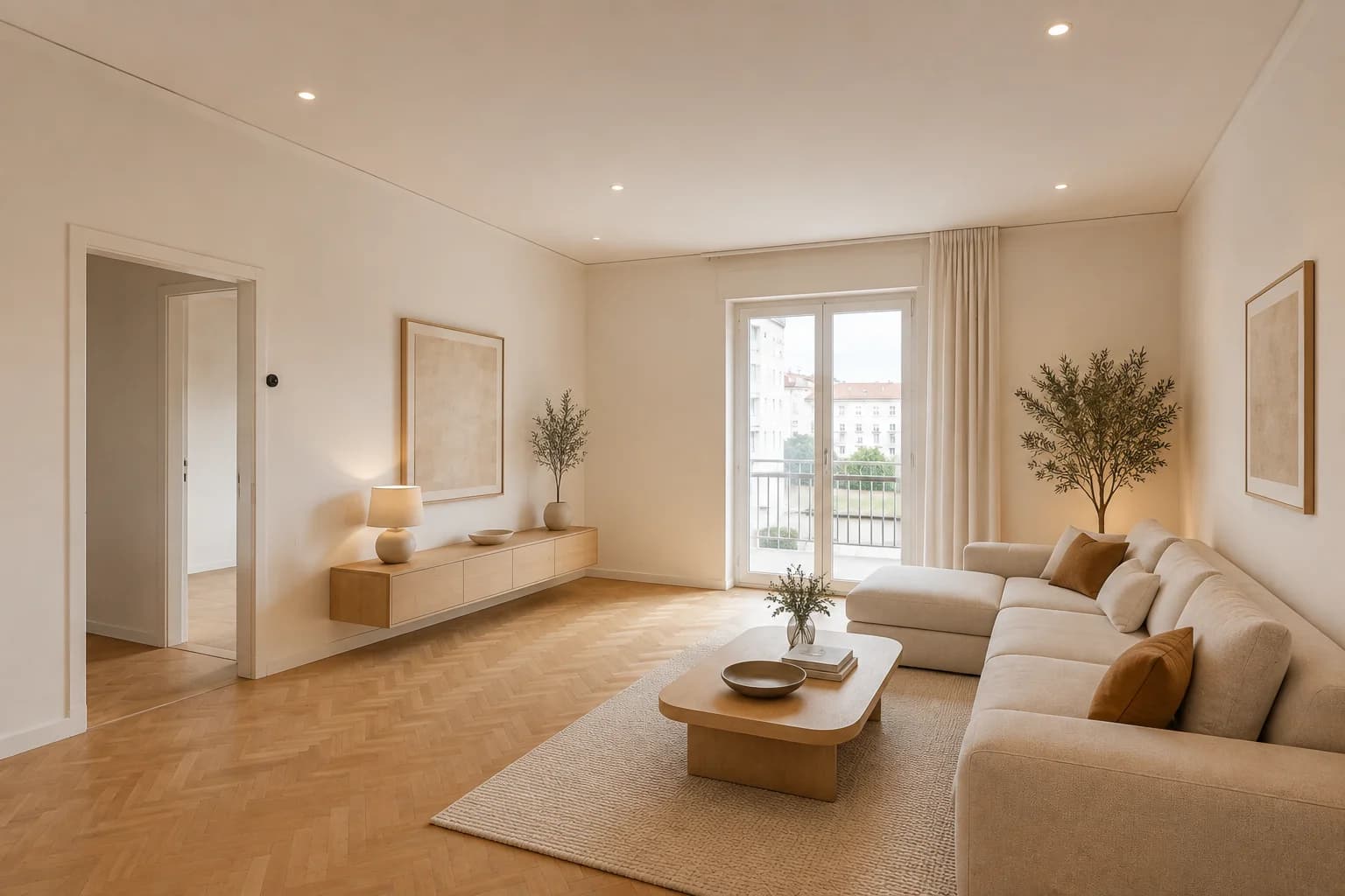 Illustration of a modern living room after renovation
